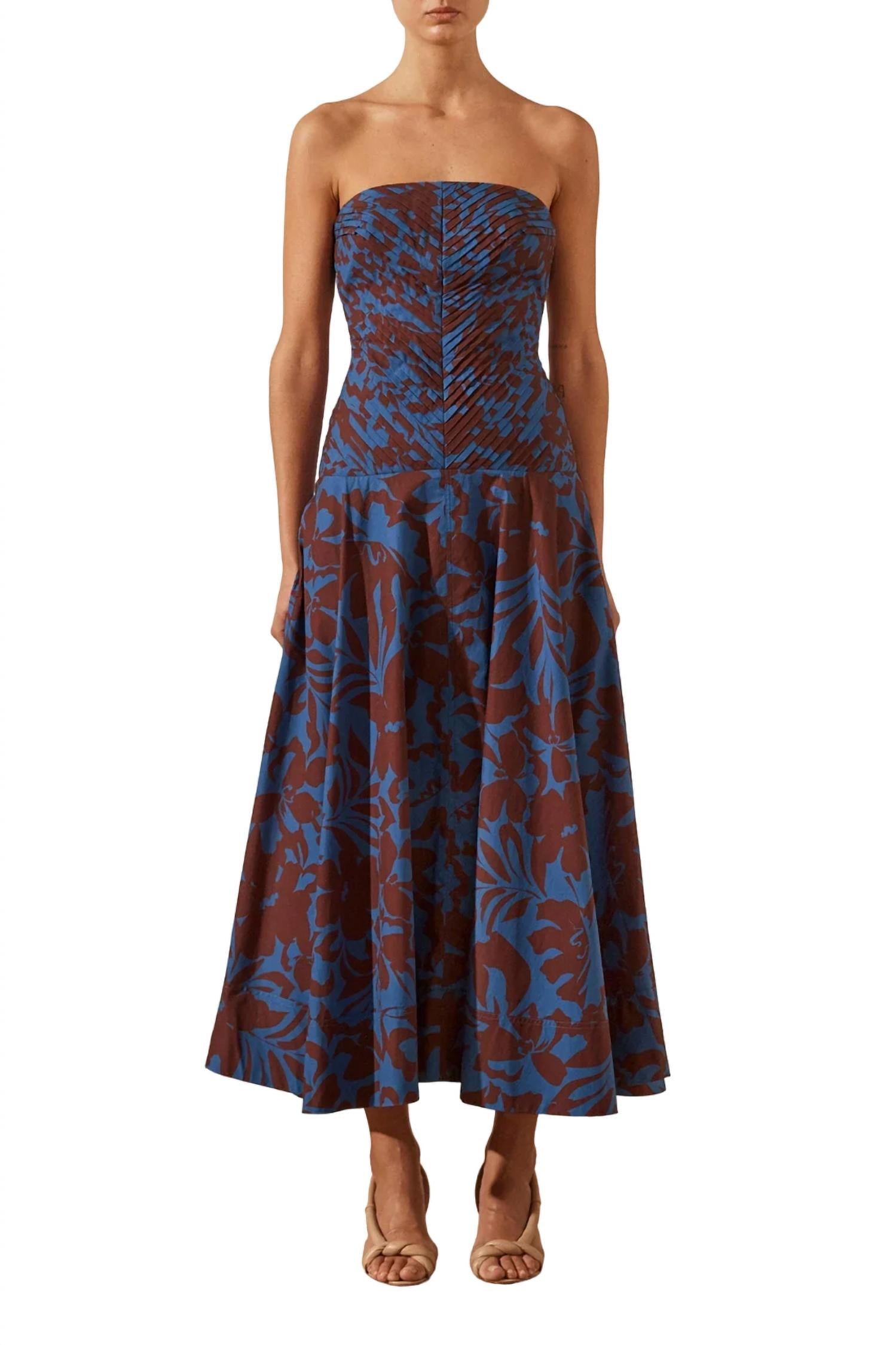 Shona Joy - CATIA STRAPLESS PLEATED MIDI DRESS