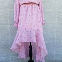1.State - Asymmetrical Long Sleeves Floral Dress