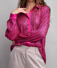 Ee:Some - Glitter Button Down Shirt