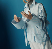 Kika Vargas Park Classic Long Sleeve Shirt in blue stripes poplin - women's long sleeve top - view 5