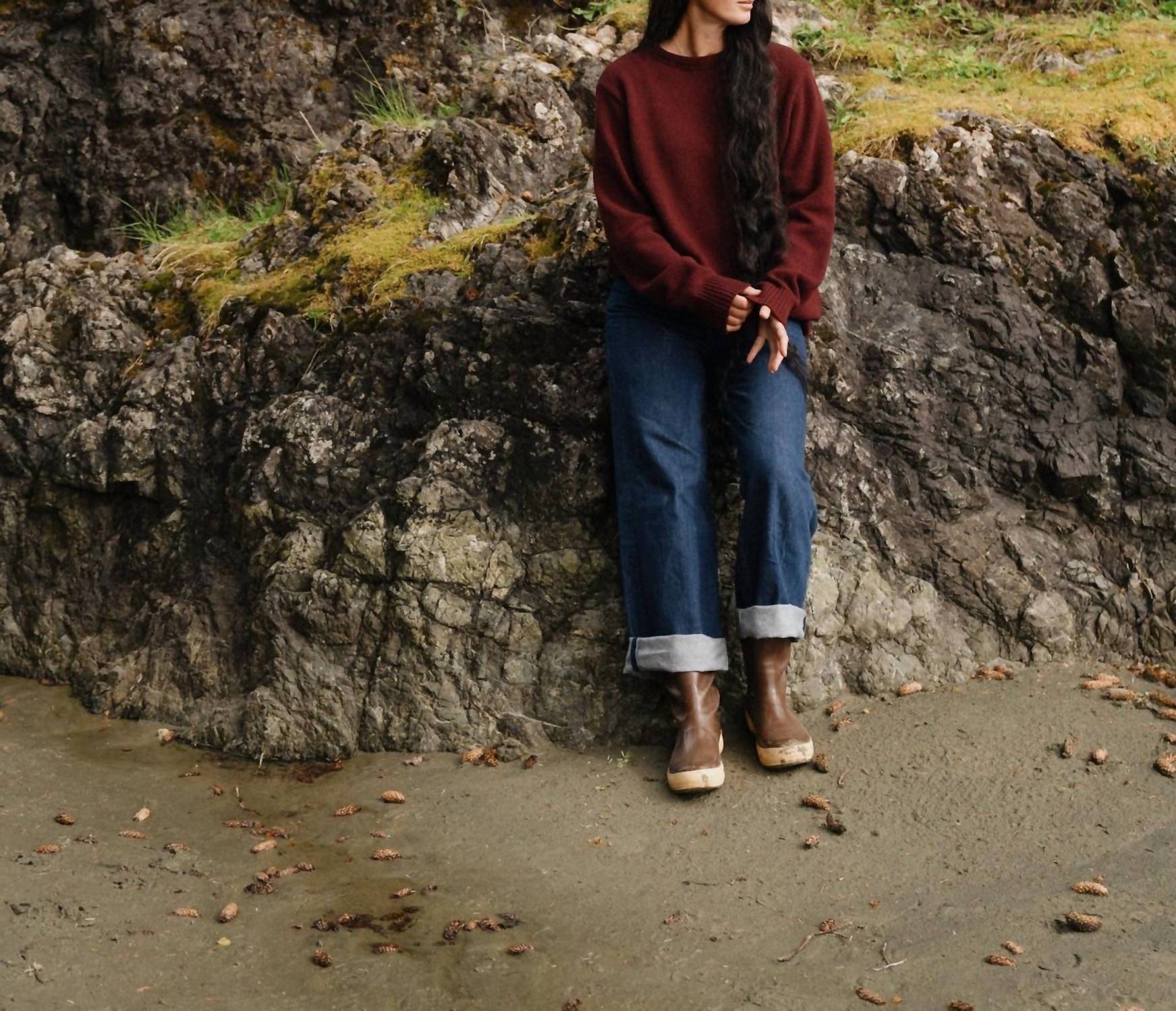 Anian The Cashmino Crewneck Top in merlot - men's sweater - view 7
