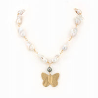 Taylor And Tessier - Women's Freshwater Pearl Butterfly Necklace