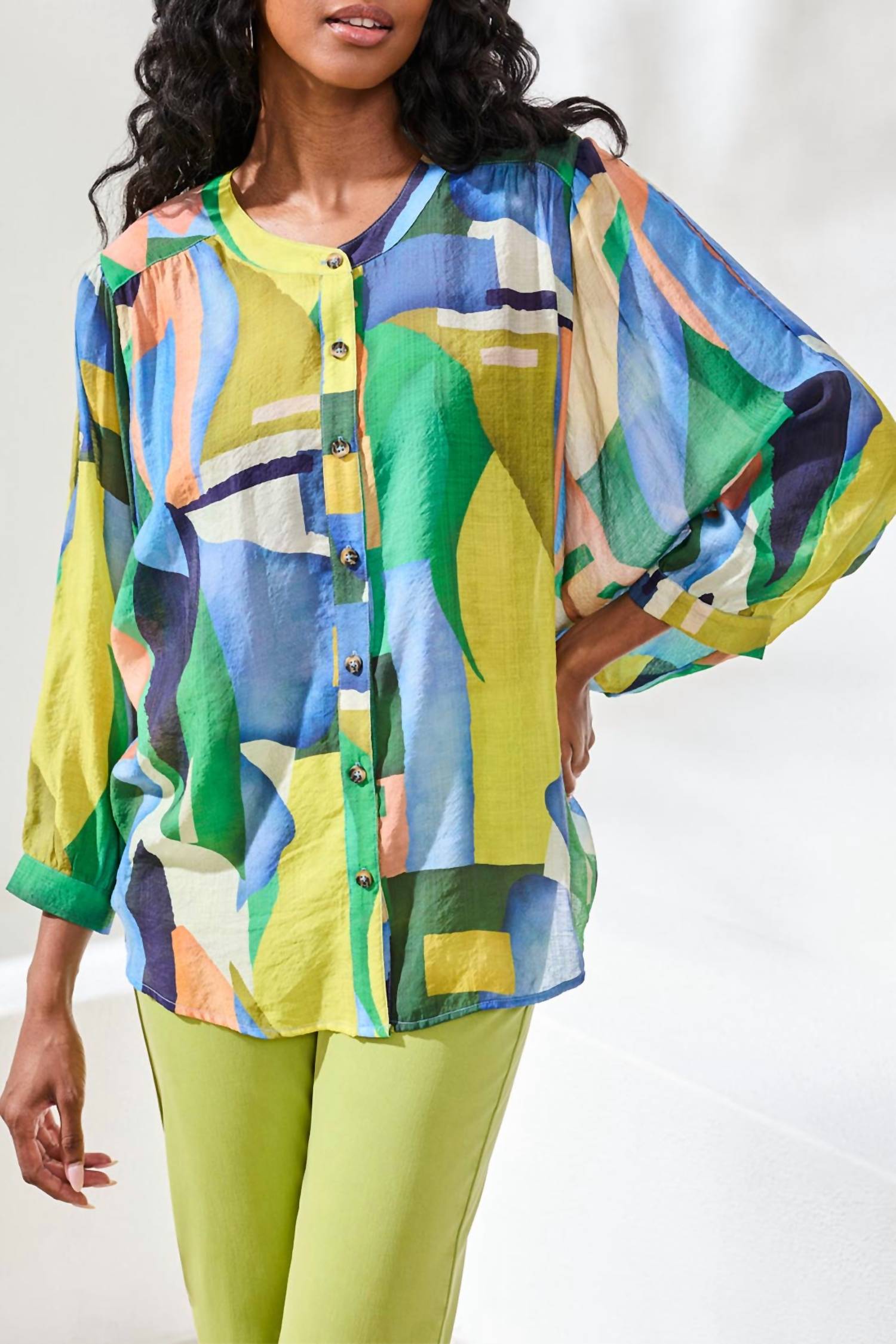 Tribal - Flowy Dolman Sleeve Blouse