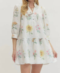 Entro - Floral Eyelet Embroidered Mini Dress