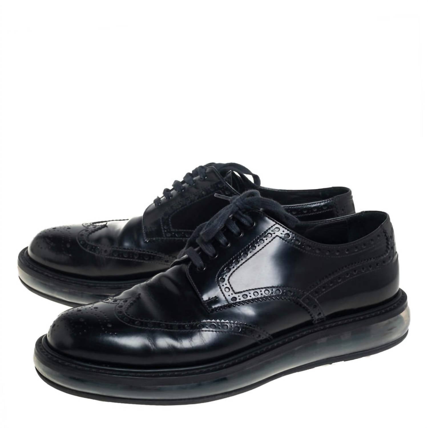 Prada Men's Air Sole Derby Full Brogue Leather Business Shoes in black - men's shoe - view 4