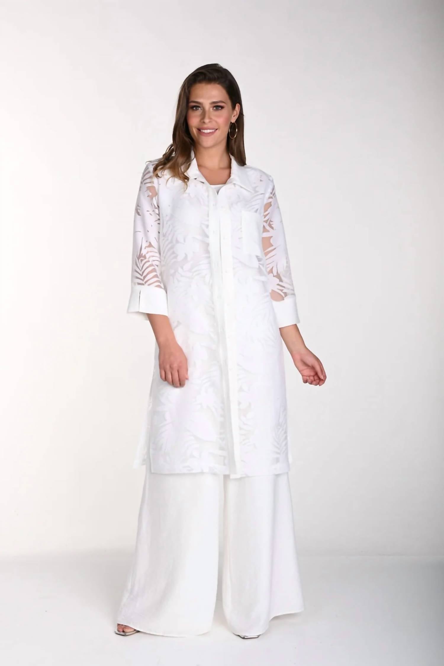 Frank Lyman - Casual Button Tropical Print Tunic Dress