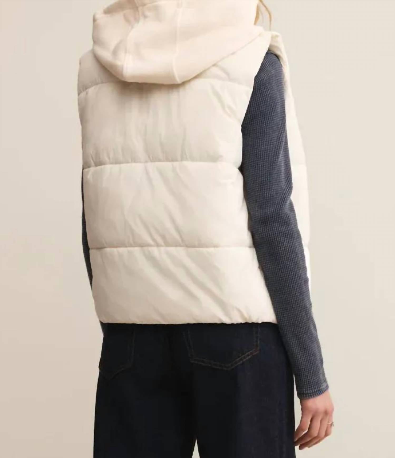 Z Supply Essential Puffer Vest in cloud 1 - women's jacket - detail view