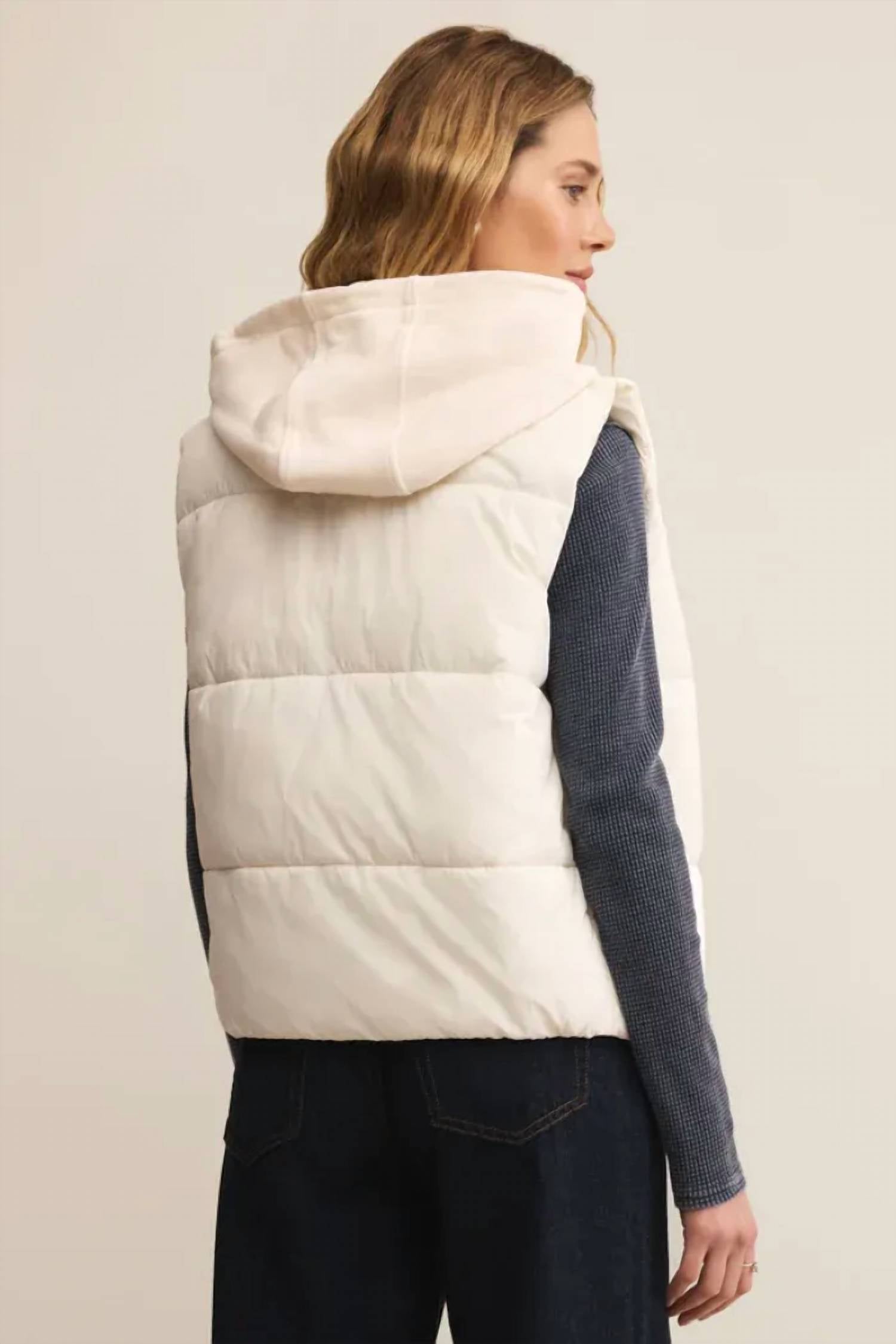 Z Supply Essential Puffer Vest in cloud 1 - women's jacket - alternate view
