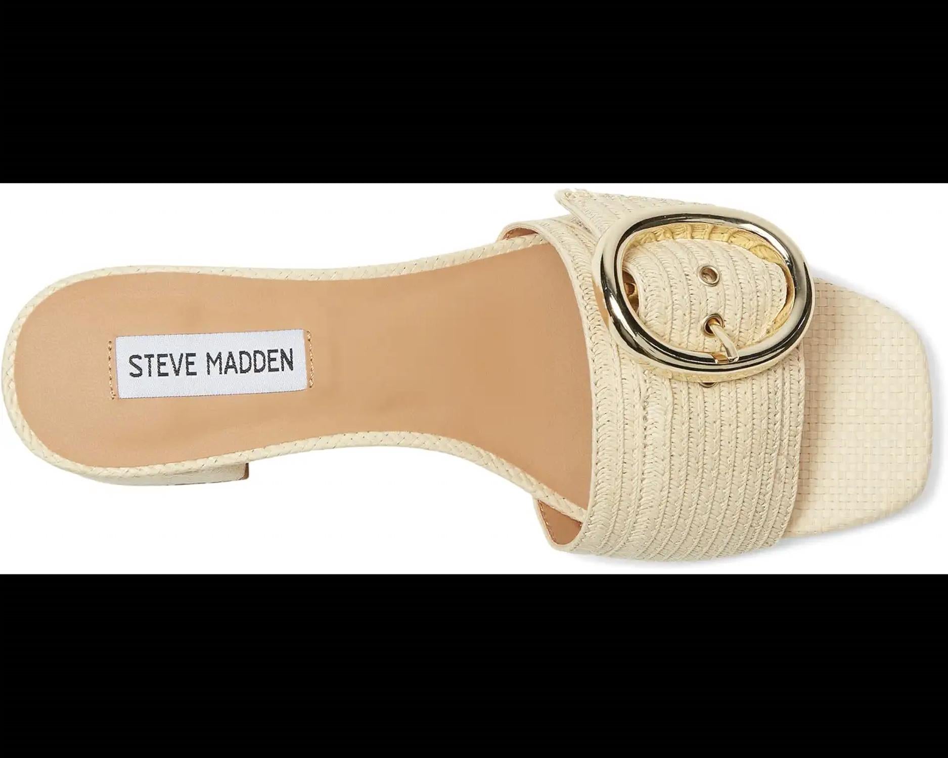 STEVE MADDEN Women's Seacrest Sandal in natural raffia - women's sandal - detail view