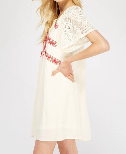 Entro - Lace & Embroidered Mini Dress