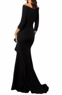 Mgny - Fit and Flare Ruffled Jersey Evening Gown