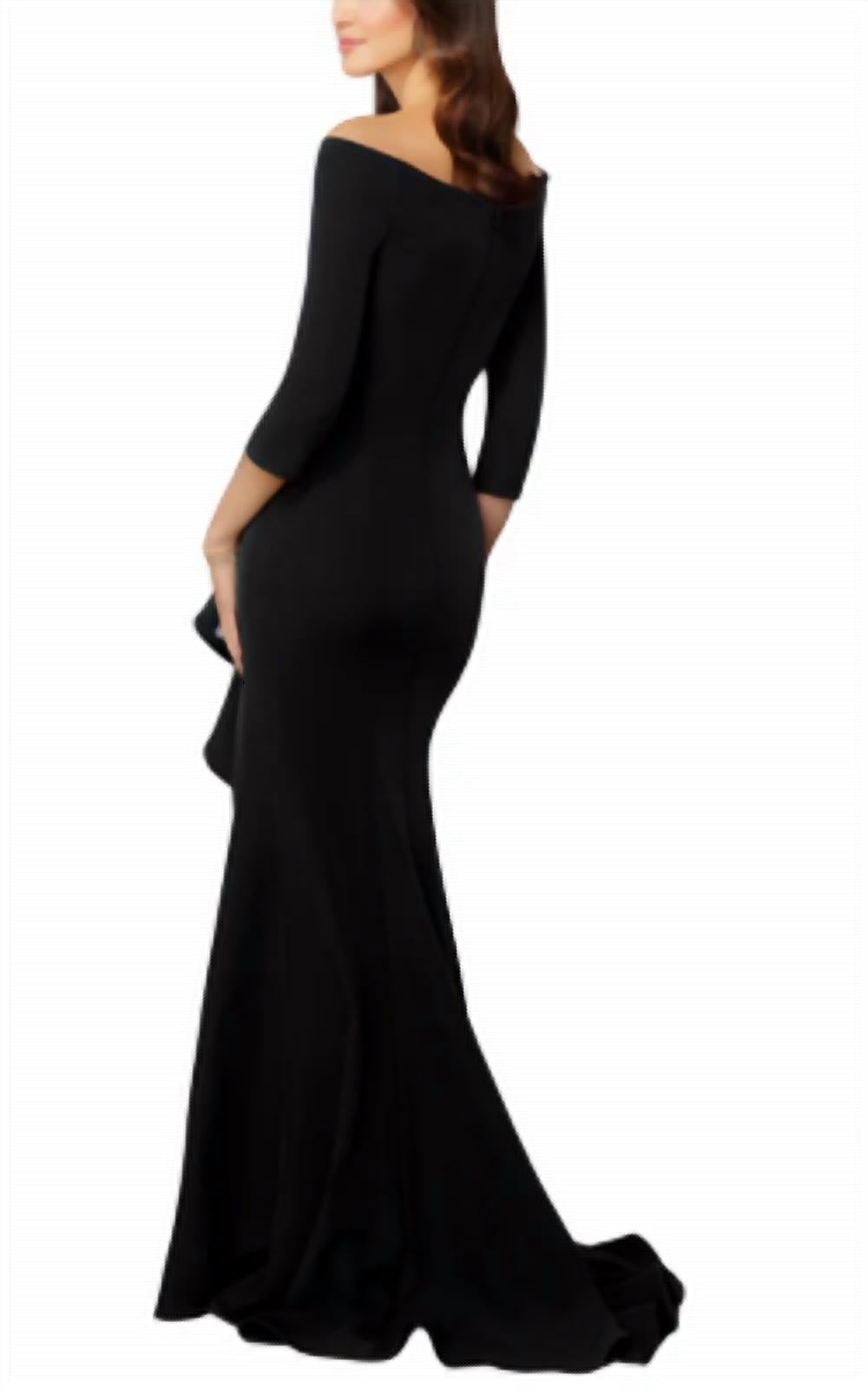 Mgny - Fit and Flare Ruffled Jersey Evening Gown