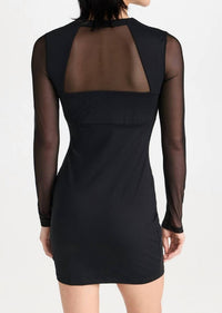 Susana Monaco - Mesh Crew Long Sleeve Mini Dress