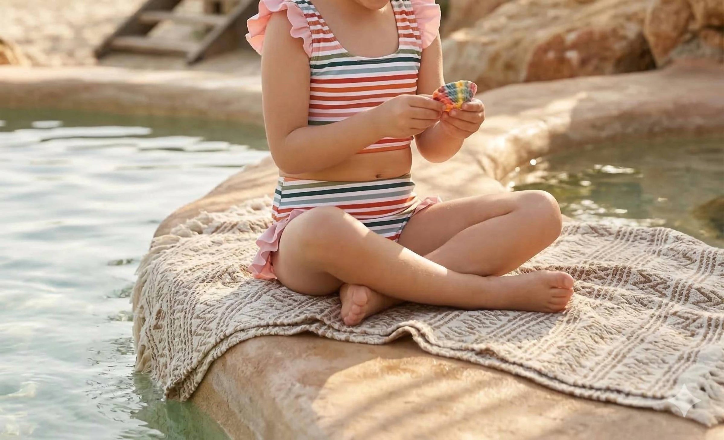 Emerson And Friends - Girl's Sunset Stripes Flutter Bikini Swimsuit