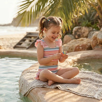 Emerson And Friends - Girl's Sunset Stripes Flutter Bikini Swimsuit