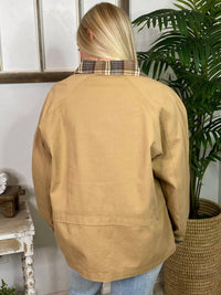 Easel - Washed Barn Coat With Plaid Trim