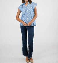 VICTORIA DUNN Bays Blouse in periwinkle bloom - women's blouse - alternate view