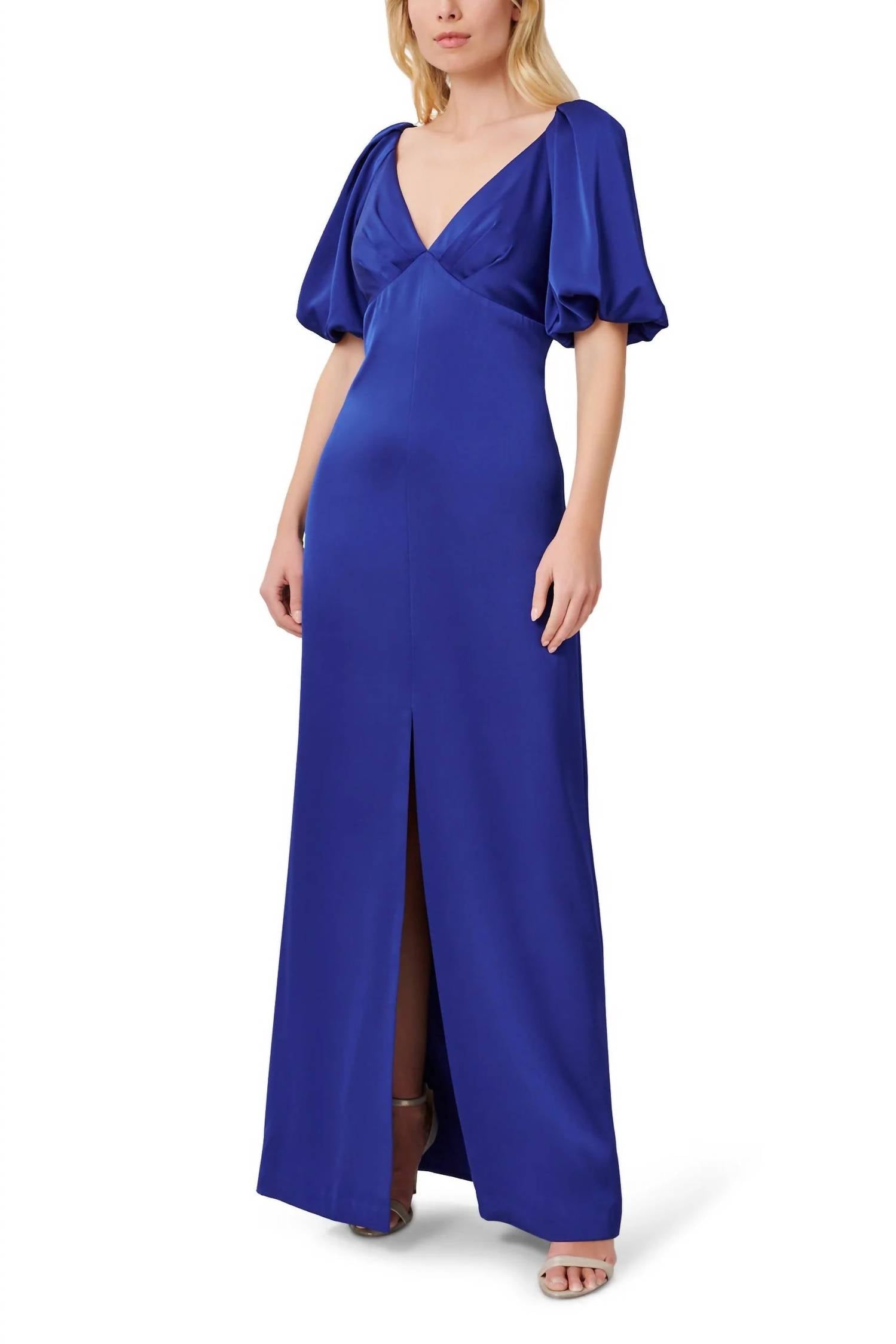 Aidan Mattox - Women's Front Slit Opening Long Satin Dress