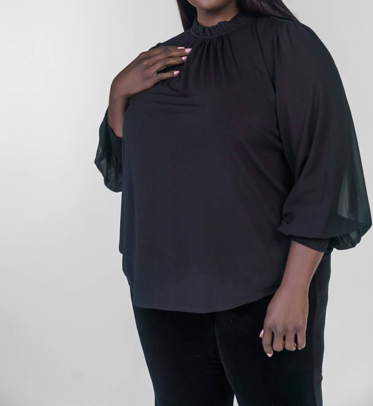 Marée Pour Toi - Knit Top With Chiffon Sleeves - Plus