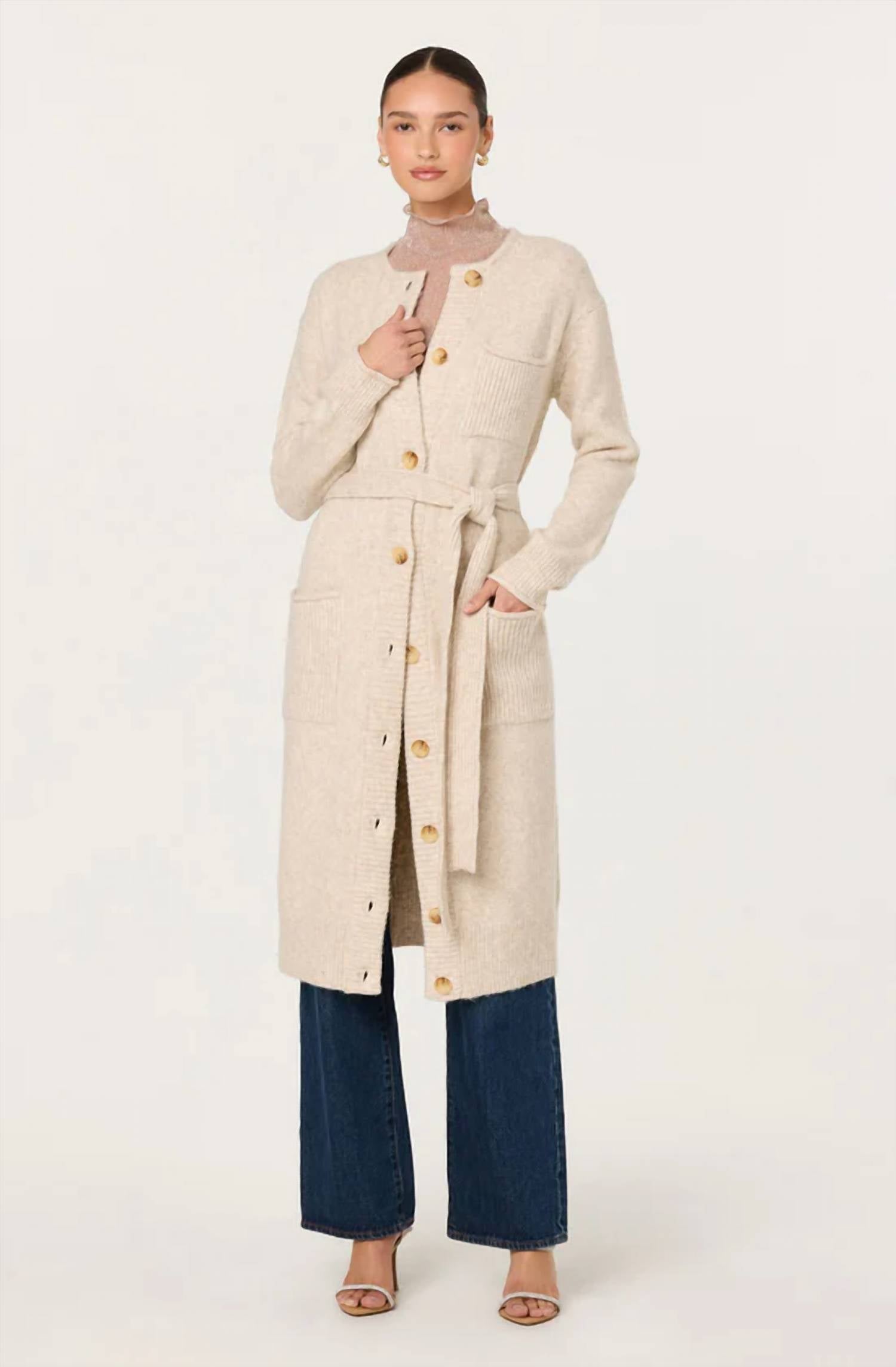 Astr - Meris Belted Longline Cardigan