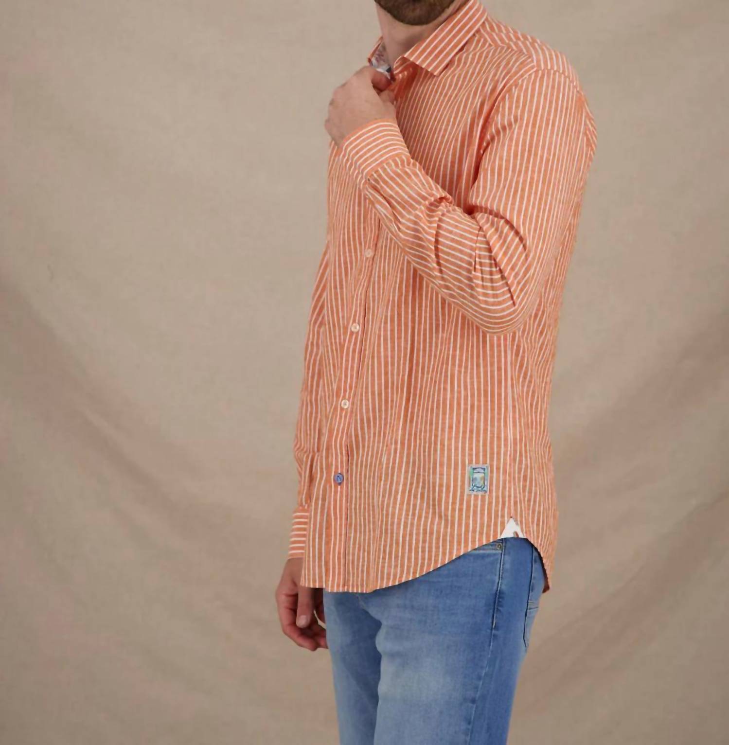 A Fish Named Fred - Long Sleeve Linen Stripe Shirt