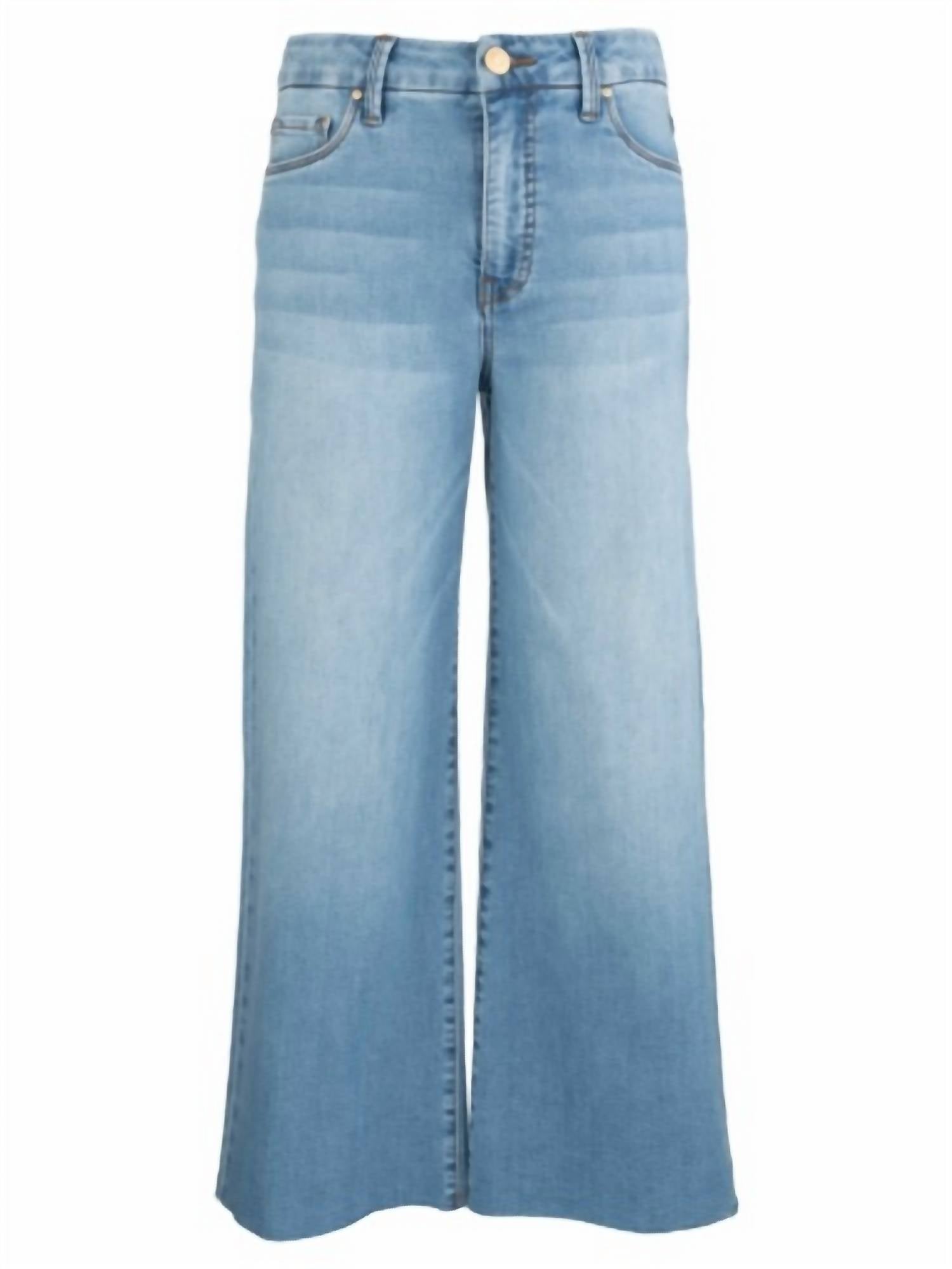 KUT FROM THE KLOTH Meg High Rise Wide Leg Raw Hem Jeans in deference light base wash - women's jeans - view 4