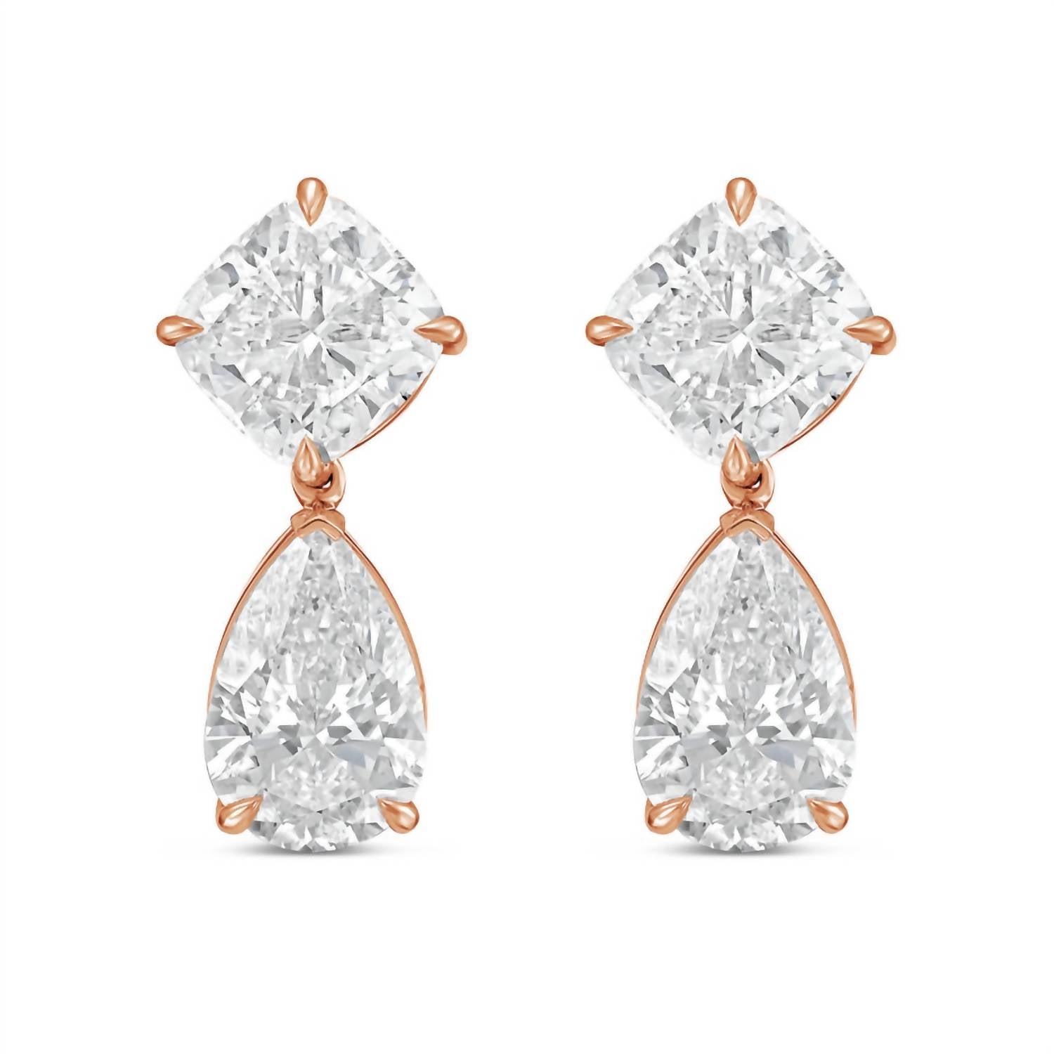 Diana M Jewels - Women's Cushion & Pear Lab-grown Diamond Stud Earrings (15.00 Tcw) - Grand