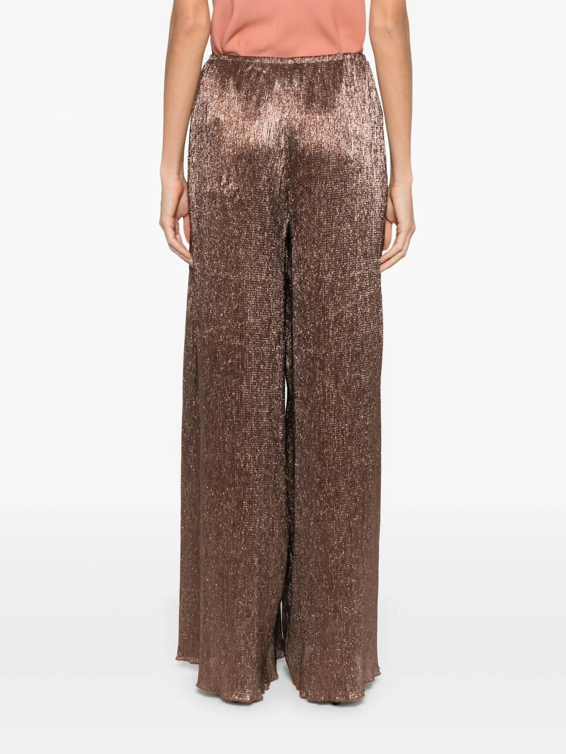 forte forte Froisse Lame Regular Waist Palazzo Pants in poudre - women's pants - alternate view