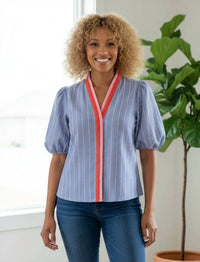 Thml - Striped Bubble Sleeve Top