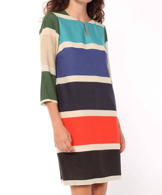 Vilagallo - AREZZO MULTICOLOUR BLOCK STRIPE DRESS