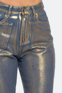 Banjul - Metallic Shiny Wide Leg Jean