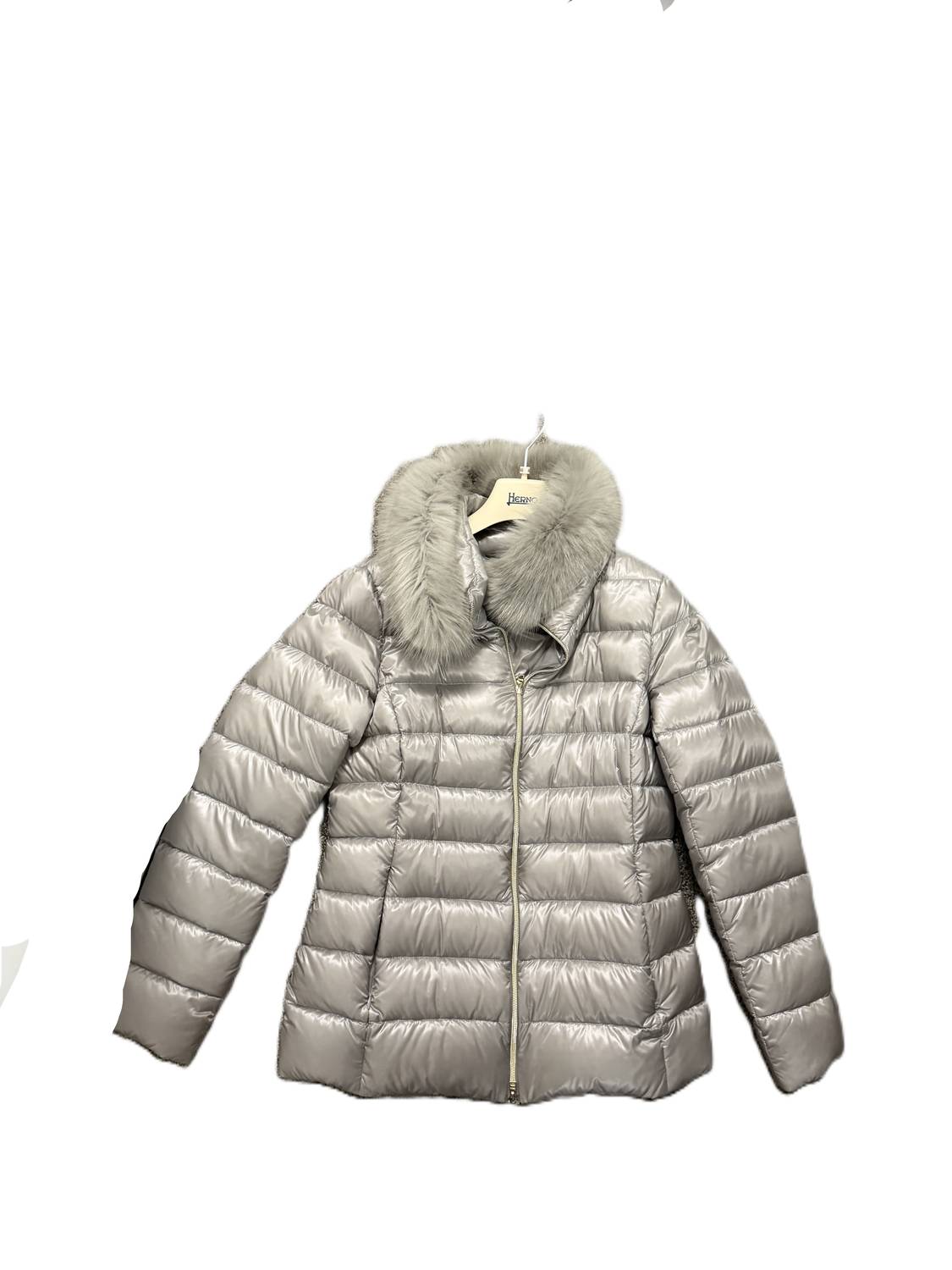 Herno Women's Faux Fur Trim Puffer Jacket in silver - women's jacket
