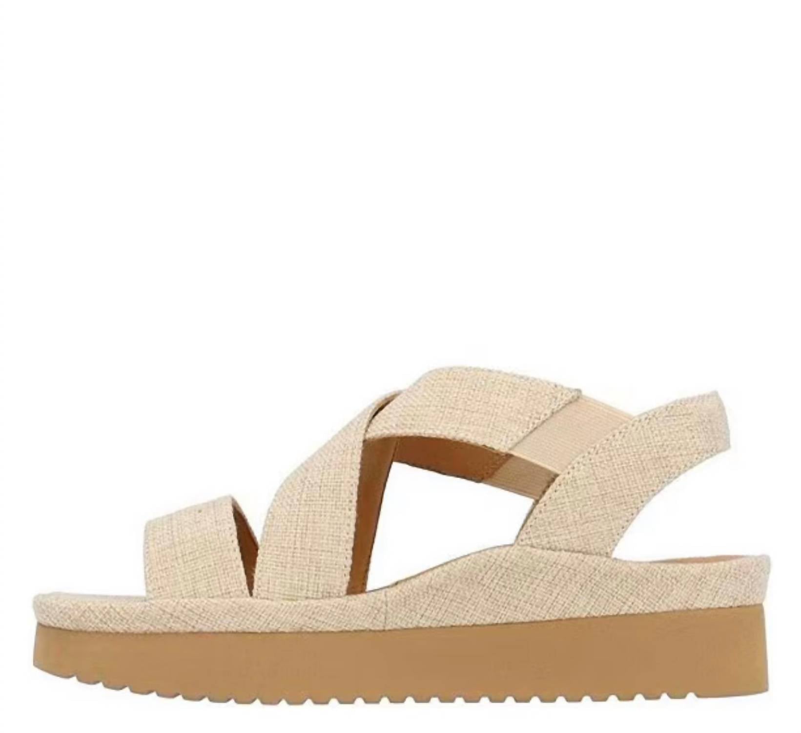 L'amour Des Pieds Women's Aizling Platform Wedge Slip On Sandals in natural linen - women's sandal - alternate view