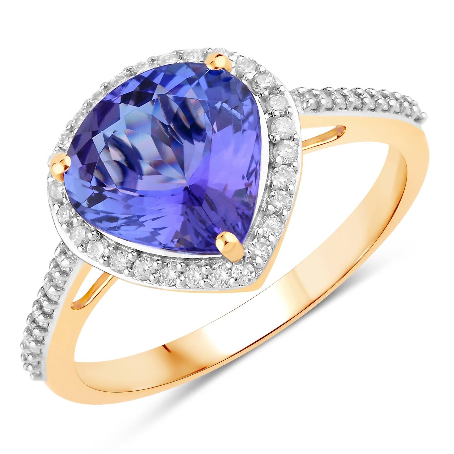 Diana M Jewels Women's Heart Natural Tanzanite Fashion Ring (2.49 Ct) - Classic Plus in 14k yellow gold - women's jewelry