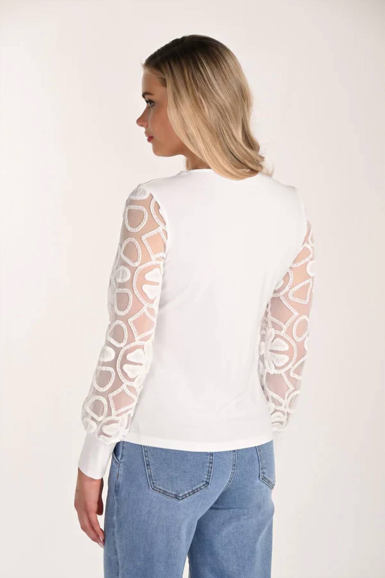 Frank Lyman - Sela Sheer Floral Sleeve Pullover Top
