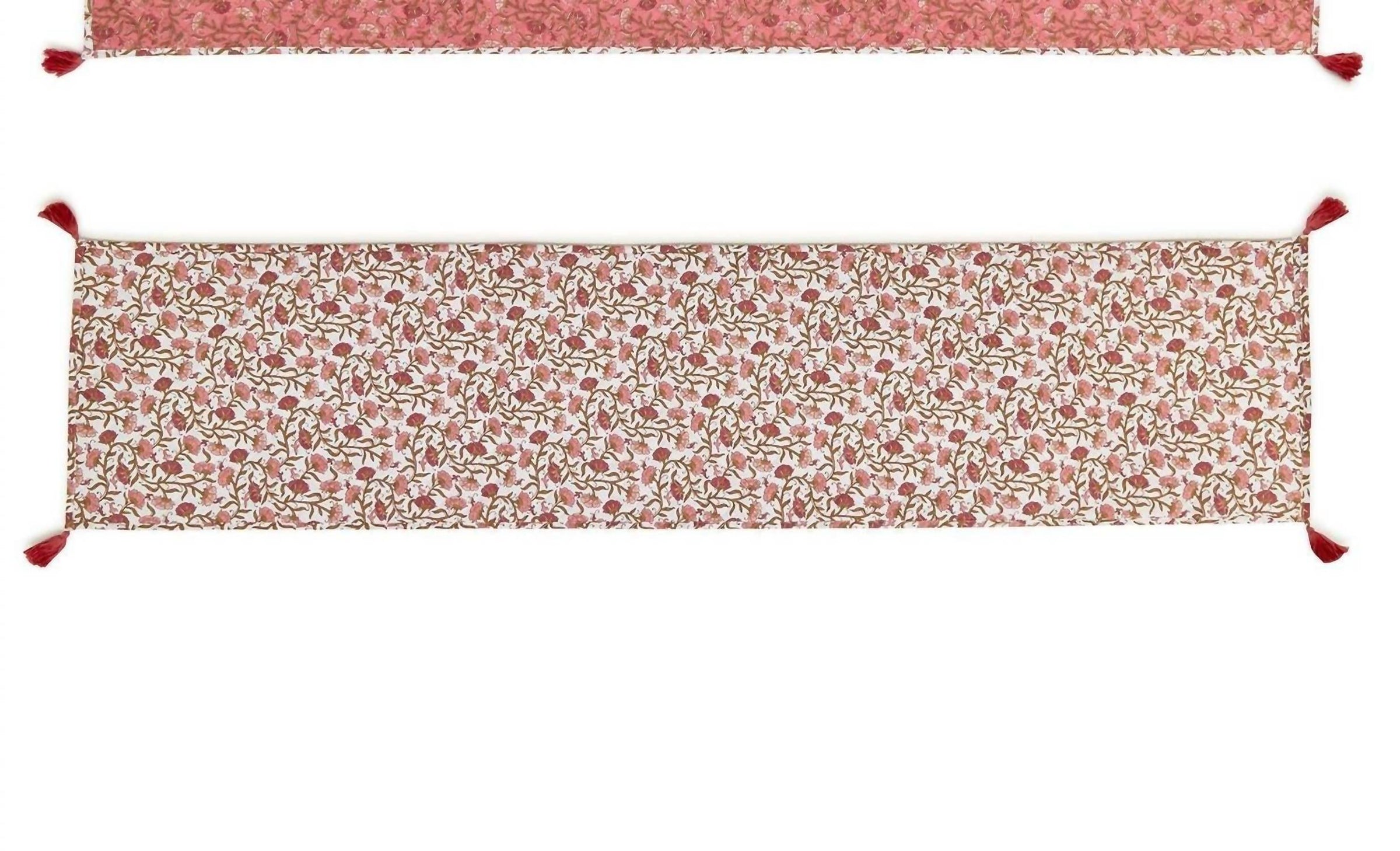 Two'S Company - Women's Quilted Double-sided Reversible Table Runner With Tassels