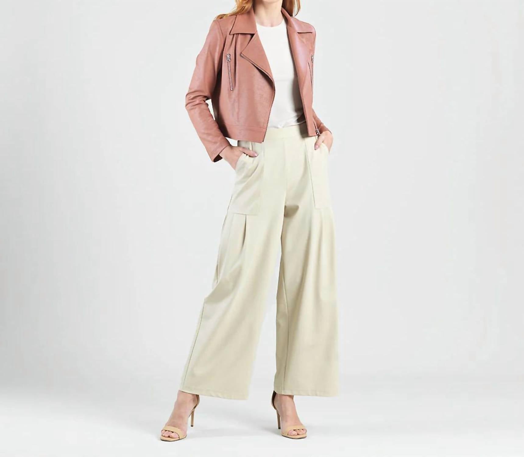 Clara Sunwoo - Liquid Leather Zip Cuff Moto Waist Jacket