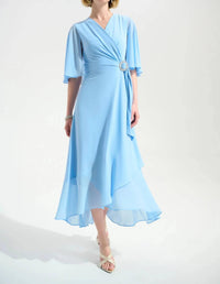 Joseph Ribkoff - Cape Sleeves High Low Wrap Dress