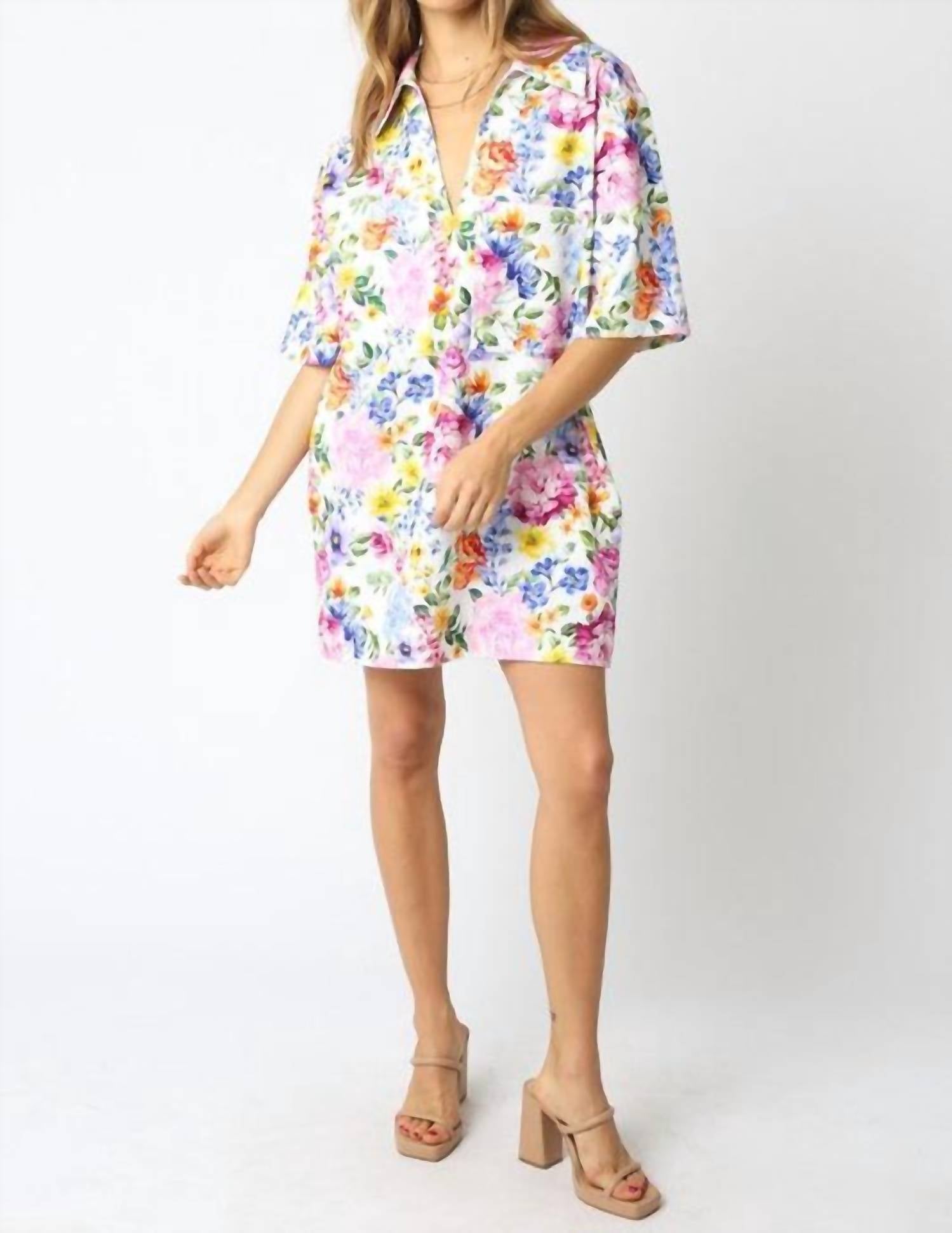 Olivaceous - Riley Floral Denim Dress