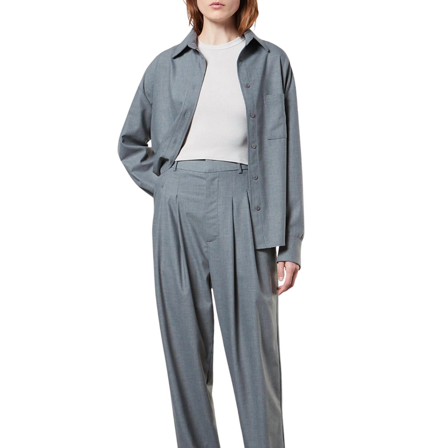 Enza Costa Oversized Shirt in light grey - women's shirt - detail view