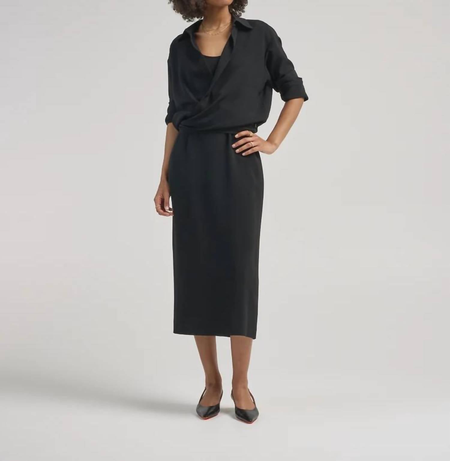 Lafayette 148 - Long Sleeve Convertible Maxi Dress