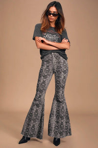 Free People - Just Float On Snake Print Flare Jean