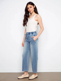 Charlie B - Knit Denim Wide Leg Jogger Pants