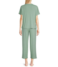 Natori Soothe Short Sleeve Lounge Set in sage - women's sleepwear - detail view