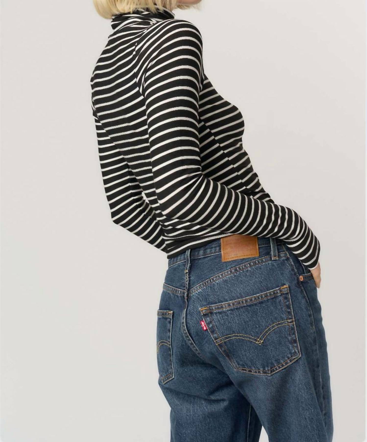Project Social T - Lipson Striped Long Sleeve Turtleneck Top