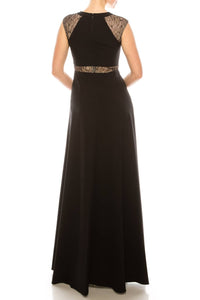Aidan Mattox - Sleeveless Lace-detail Evening Dress