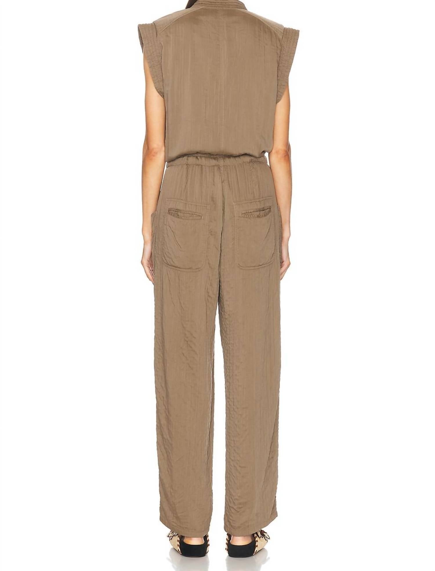 ISABEL MARANT Suzie Cap Sleeves Jumpsuit in khaki - women's pants - detail view