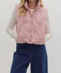 entro High Neck Puffer Vest in dusty rose - women's jacket