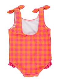 Rufflebutts - Girls' Gingham Tie Shoulder One Piece Swimsuit