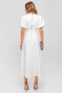 Flying Tomato - A Solid Woven Twill Midi Dress